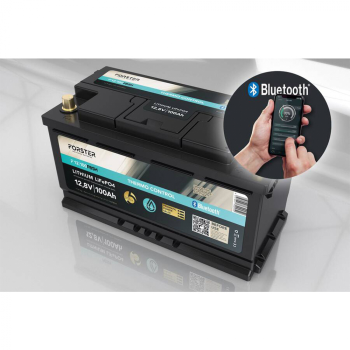 LiFePO₄ Standard Batterie FORSTER F12-100FBSH 12,8 V/100 Ah 100 A-BMS | Smart Bluetooth | Thermo Control | Ducato Ford PSA TGE