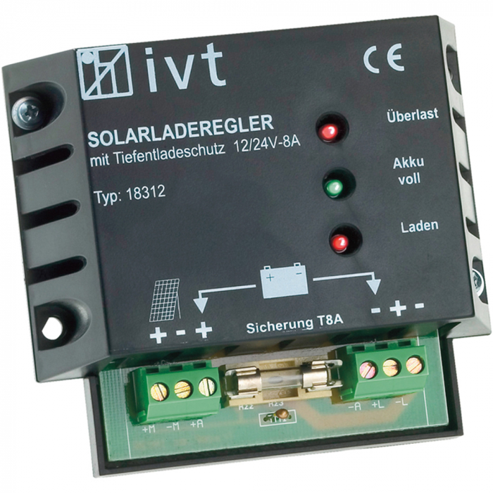 Shunt Solar Controller IVT 12 V/24 V, 8 A, max. panel power 55 W/110 W