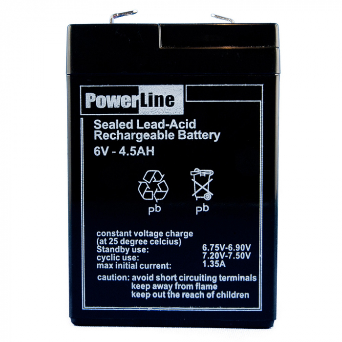 Lead-acid battery, 6 V/4,5 Ah for IVT lamps PL 850 3 W, PL-850 5.5 W, PL-838LB