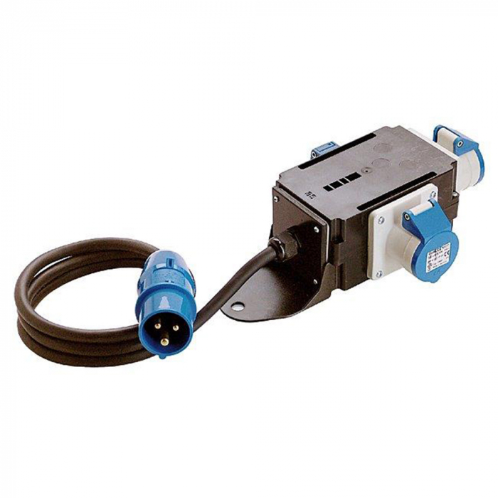 Power Distributor Bruchsal Weingärtner Kabel, 1 x CEE plug, 2 x CEE socket outlet, 1 x socket outlet with earthing contact