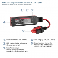 USB Charging Adapter Staudte Hirsch SH-3.180, 5 V, 2.1 A