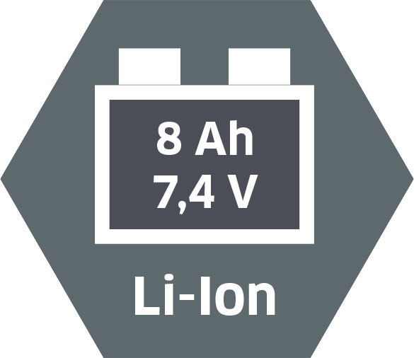 Hochwertig und wartungsfrei: Li-Ion-Akku 8 Ah, 7,4 V