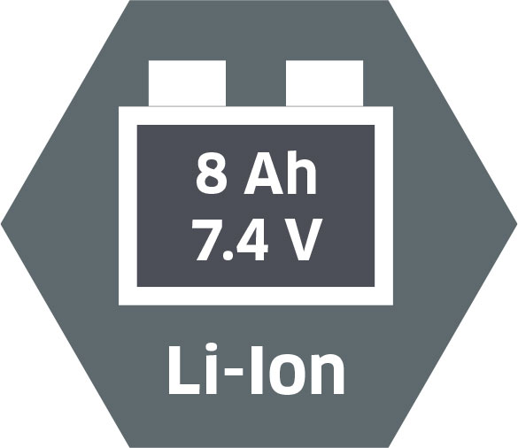 High-quality and maintenance-free: Li-Ion battery 8 Ah, 7.4 V
