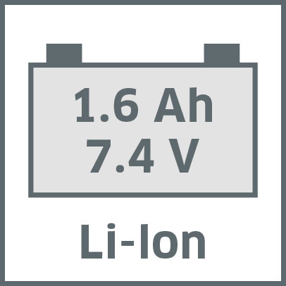 1.6 Ah, 7.4 V Li-Ion