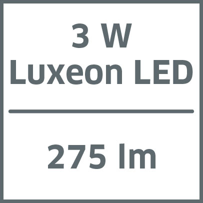 3 W Luxeon LED, 275 lm
