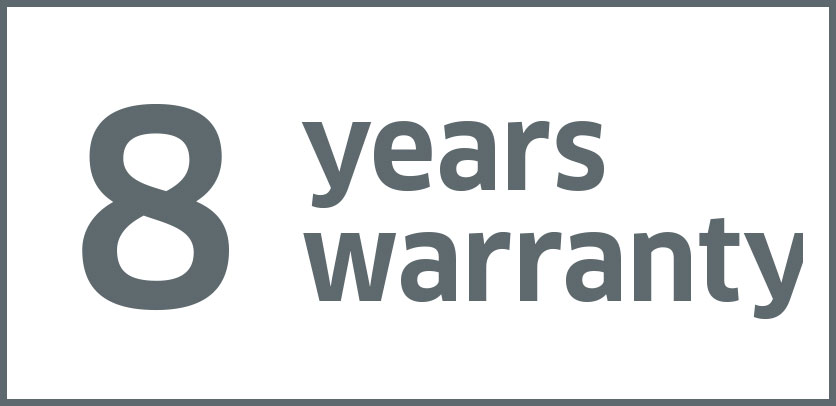 8 years warranty