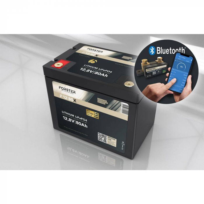 LiFePO₄ Premium battery FORSTER F12-080XB 12.8 V/80 Ah 200 A-BMS-2.0 | Bluetooth measuring shunt