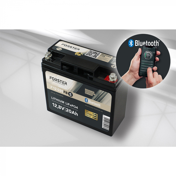 LiFePO₄ Standard Batterie FORSTER F12-020FBS 12,8 V/20 Ah BMS | Smart Bluetooth