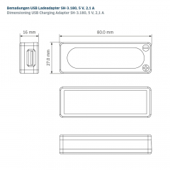 USB Ladeadapter Staudte Hirsch SH-3.180, 5 V, 2,1 A