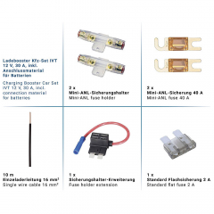 Charging Booster car set IVT 12 V, 30 A, incl. connection material